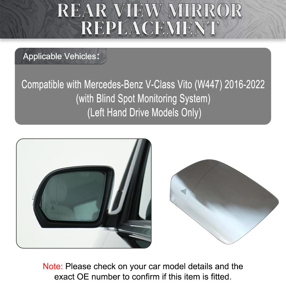 For Mercedes-Benz V-Class Vito W447 with Blind Spot Monitoring System 2016-2026 Convex Heated Rearview Mirror Glass A4478111600