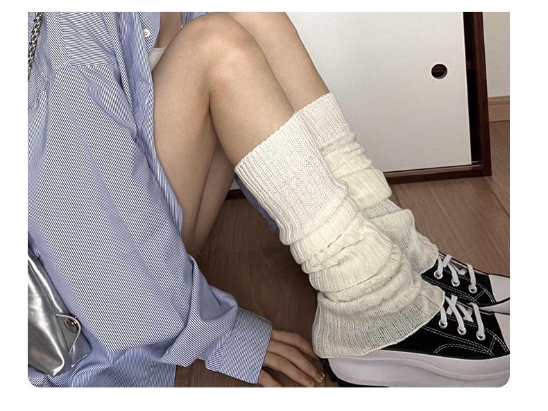 Șosete Tricotate Largi cu Dungi Albe pentru Femei Plusox - Jambiere Subțiri pentru Vara Fetei Hot