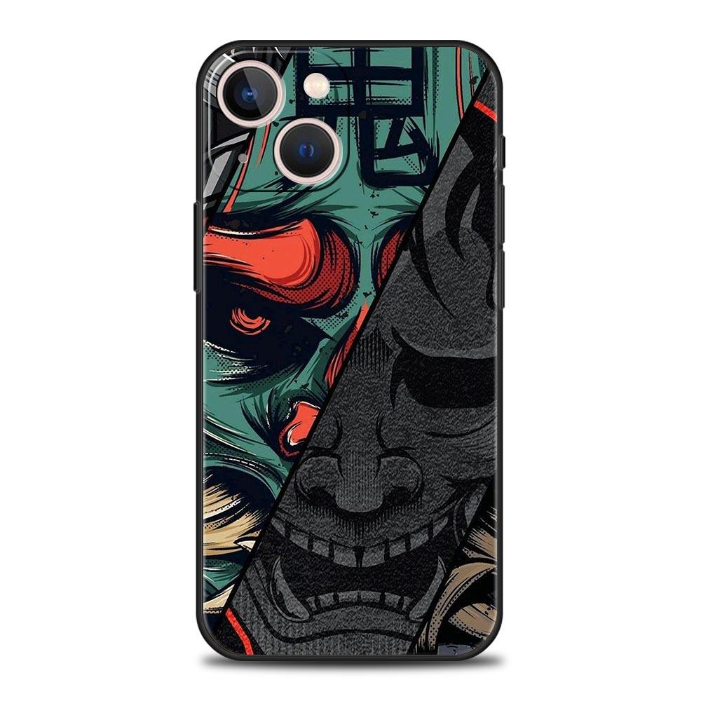 Japan Ghost Face Samurai Phone Case For iPhone 17 16E 15 16 14 13 12 11 Pro Max 7 8 Plus Soft TPU Back Cover