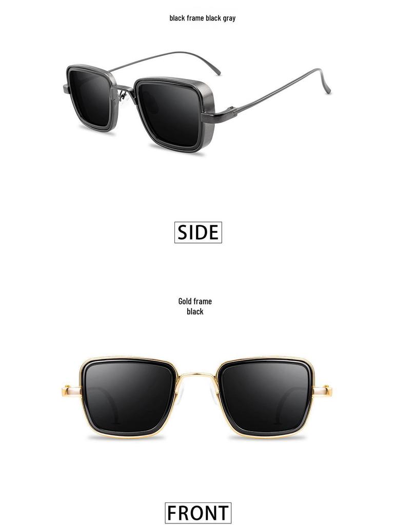 Unisex Vintage Square Frame Sunglasses: Trendy Metal Thick-Rimmed Outdoor Fashion