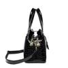 Women’s Crocodile Texture Top Handle Bag with Gold Buckle Casual Chic Shoulder Handbag for Daily Office Use