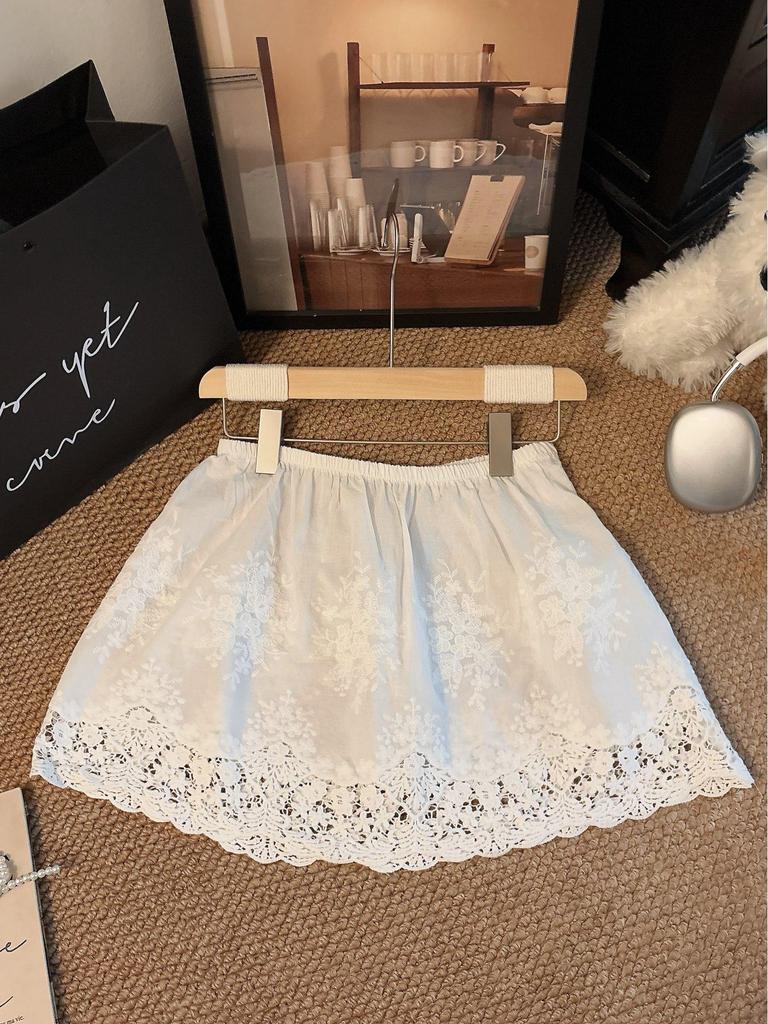 Autumn/Winter 2025 Shark Pants: Pure Cotton Lace Butt & Hip Cover Half Skirt Layer