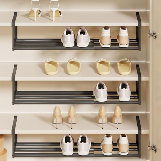 Telescopic Shoe Rack Carbon Steel Shoe Hanging Shelf Multi-Functional No-drill Vertical Shoe Organizer