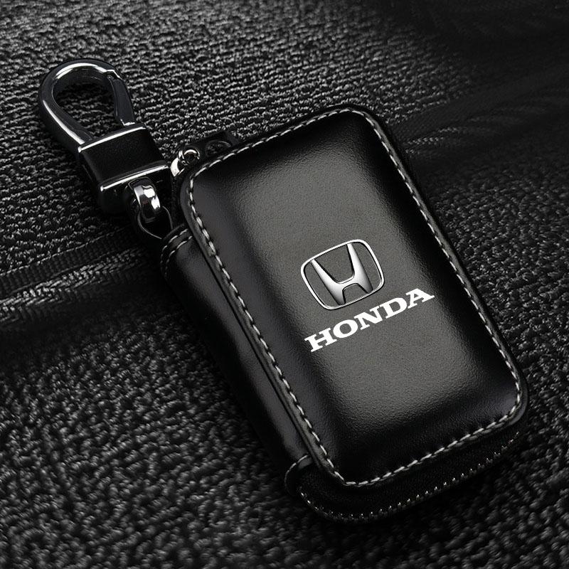 1 Stück Leder Emblem Autoschlüssel Etui Schlüsselanhänger Reißverschluss Schlüsseletui Tasche Für Honda Fit Mugen Insight Type S R VTEC Modulo Vezel RR SiPilot Fit XRV CRV HRV Dio