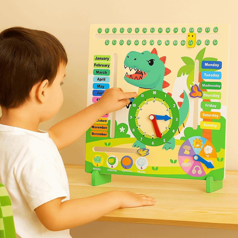 Early Education Daily Calendar Teaching Clock Puzzle Kids Wooden Montessori Toys  Party Trip