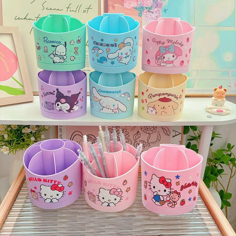 Sanrio Macaron Rotating Pen Holder Office Desktop Storage Box Kulomi Student Dormitory Desk Storage Pen Holder