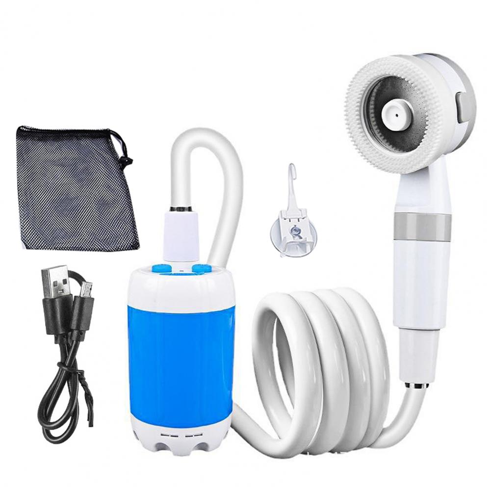 Portable Camping Shower Pump USB Rechargeable Outdoor Camp Hiking Car Washing RV Traveling Electric Shower Head Sprayer Pump