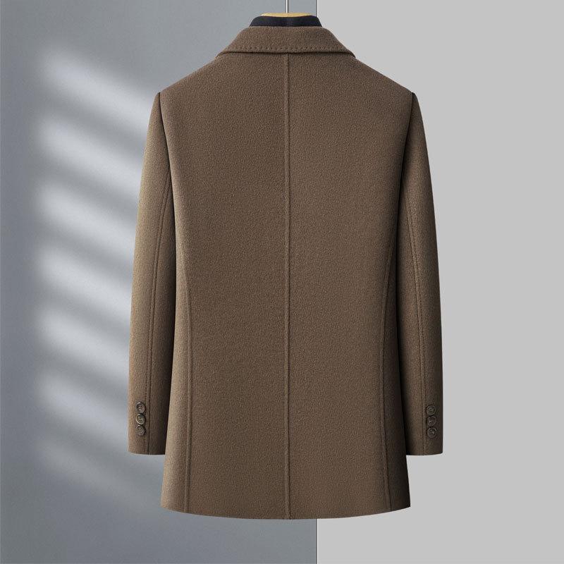 High-end Business Casual Autumn and Winter Men's Coat High-quality Double-sided Tweed Coat Middle-aged Dad's Top