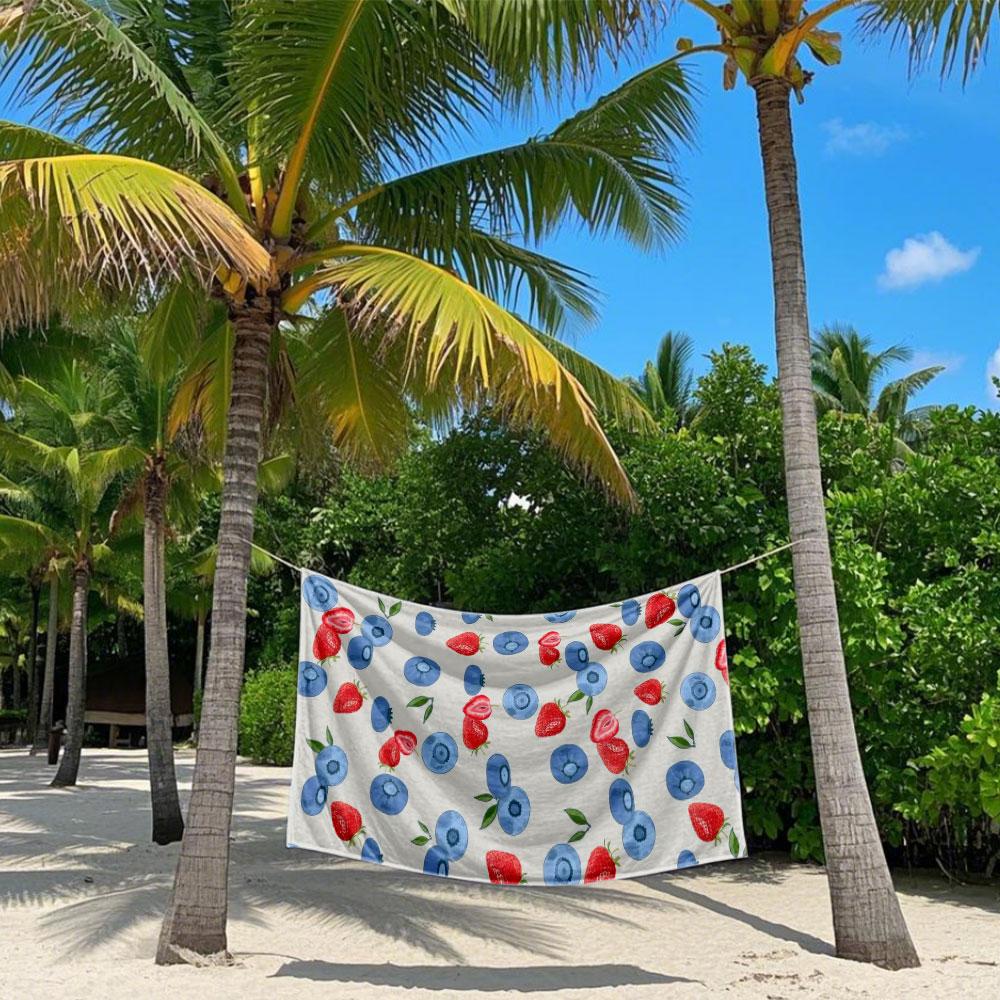 Fresh Strawberry & Blueberry Mix Quick Drying Bath Towel Microfiber beach towel light weight swimming camping yoga beach out