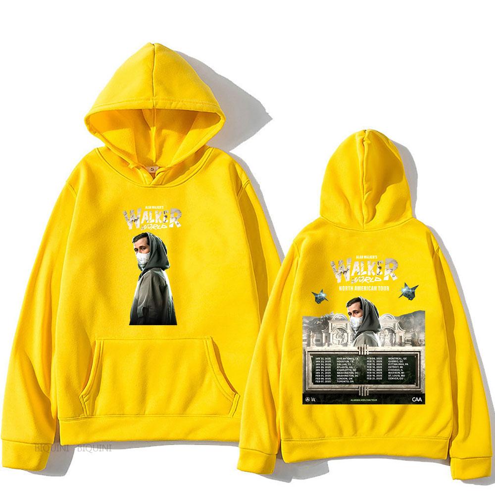 

Alan-Walker World North American Tour 2025 Толстовки для чоловіків/жінок, зручні флісові унісекс, вуличні топи в стилі хіп-хоп L жовтий