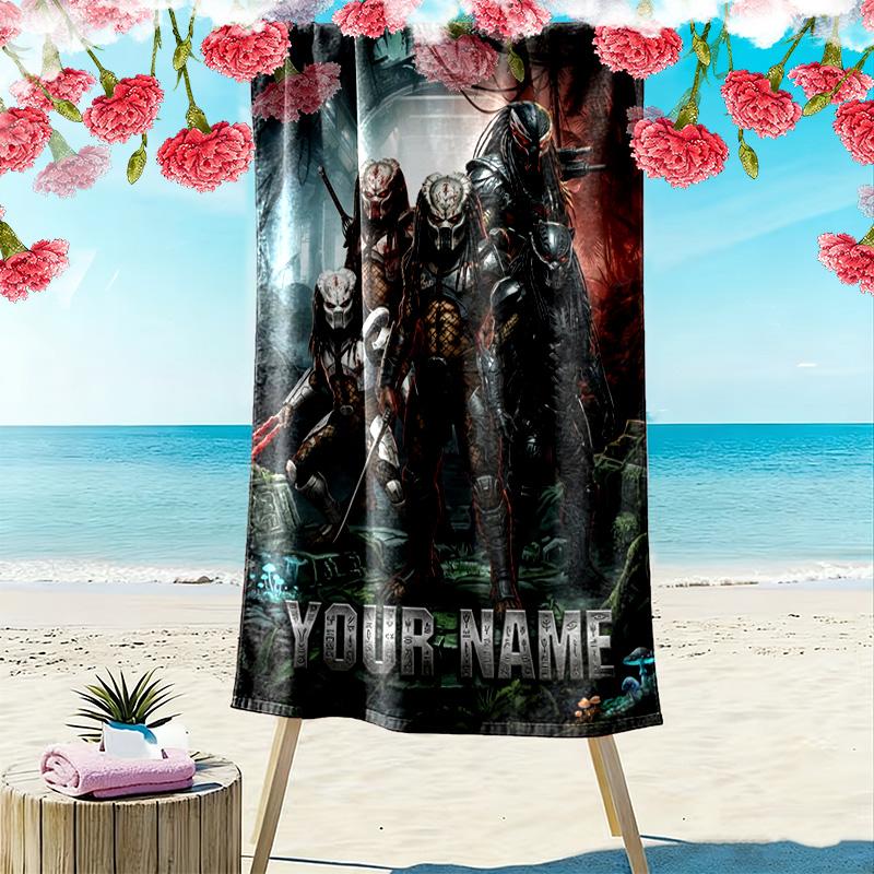 Name Custom Predator Print Beach Towel, Large Soft Quick Dry Towel for Beach Camping Swimming