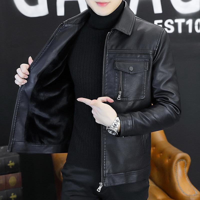 Geacă de piele pentru tineri în stil coreean nou, subțire, la modă, frumoasă și versatilă, cu rever, jachetă de lucru de mărime mare, stil coreean