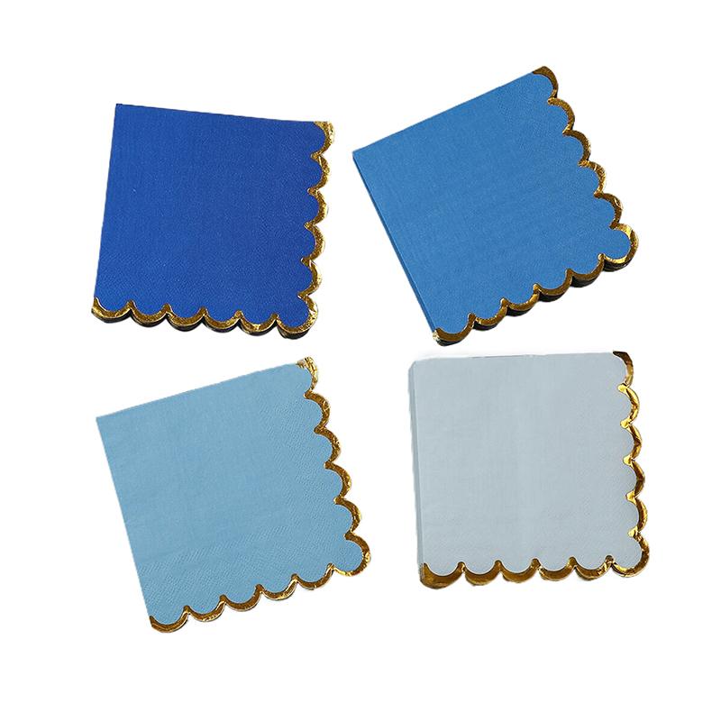 100 Pack Scalloped Cocktail Napkins With Gold Foil Accents Beverage Napkins Scalloped Disposable Paper Napkins For Wedding
