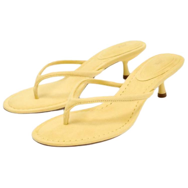 Zara Fashionable Open-Toe Anti-Rubbing Flip-Flops Women Footwear Yellow 2805610300