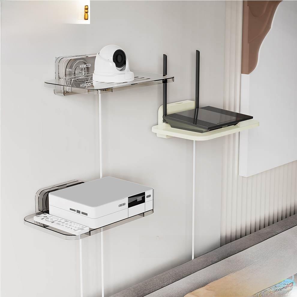 Suction Cup WiFi Router Placement Rack Storage Box Extension Cord Organizer Optical Machine Projector Stand Wall Mount Shelf