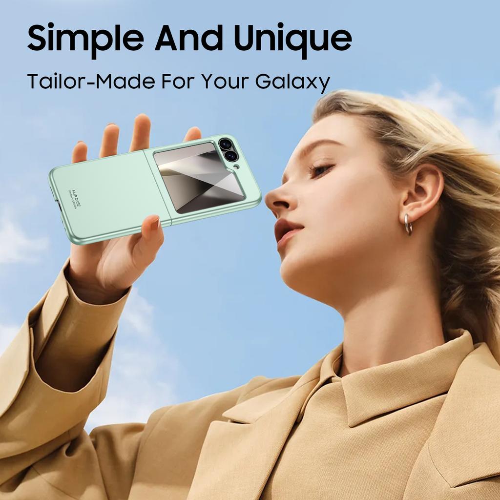 Slim Hard PC Case for Galaxy Z Flip 6 with Built-in Screen Protector,Shockproof Anti-Scratch Full Body Protection Cover,For Wireless Charging-Green