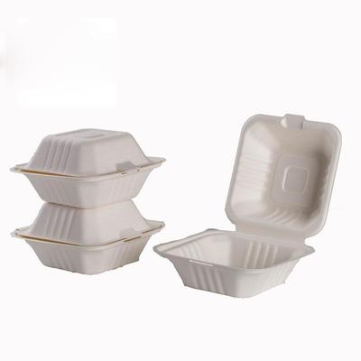 Microwavable 6-inch Sugarcane Pulp Burger & Meal Box - Disposable Takeaway & Cake Packaging