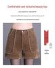 Women's High-Waisted Corduroy Wide-Leg A-Line Bootcut Shorts - 2026 Spring/Autumn Fashion Trend