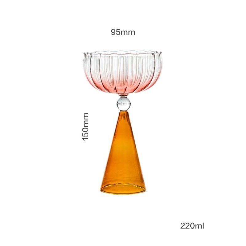 Creative Two Tone Green Blue Amber Purple Colored Ripple Style Martini Mojito Champagne Margarita Cocktail Glasses Goblet Cup