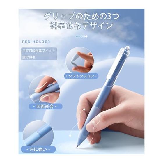 5-Piece 0.5mm Ballpoint Pen Set with Rubber Grip - Smooth Writing for Office/Study, Comfortable Grip Design, Practical Set, Simple & Stylish, Perfect