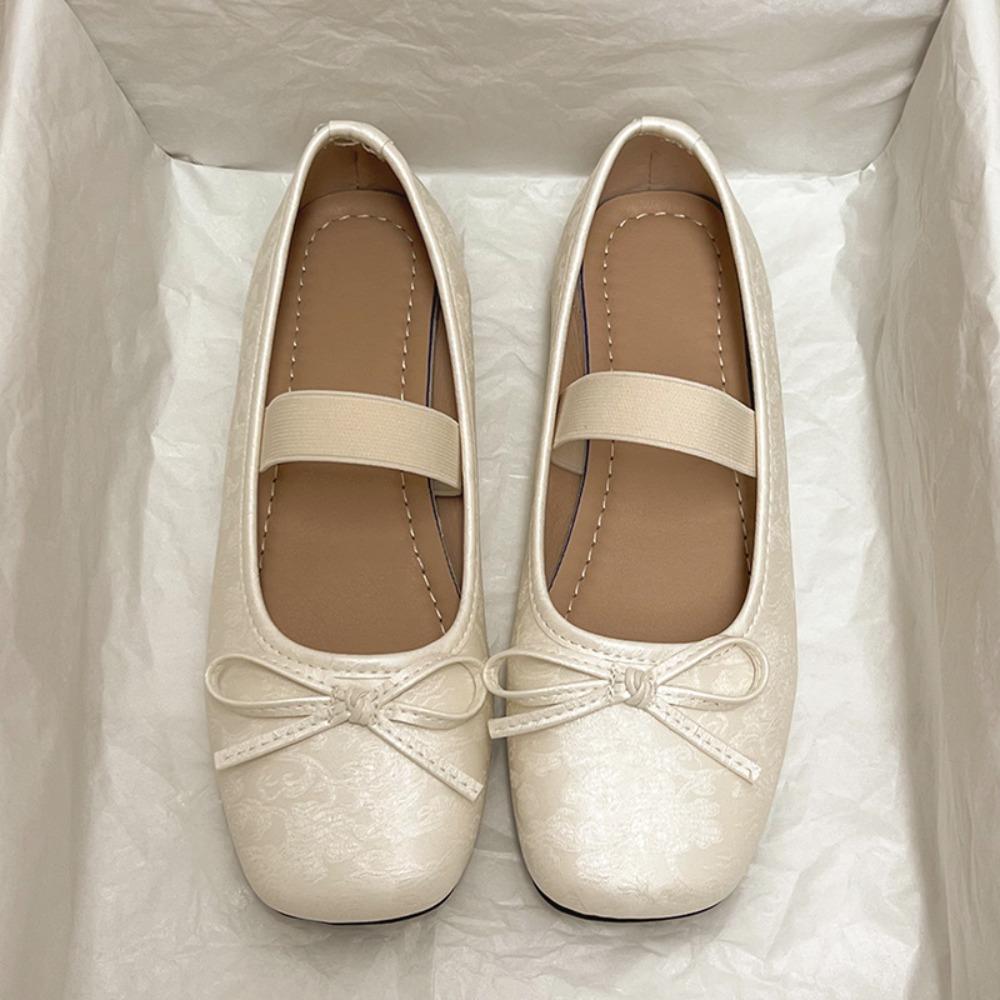 Flat Shoes for Women's 2025 Summer New Square Toe Retro French Shallow Mouth Pumps Ballet Style Mary Jane Shoes for Women