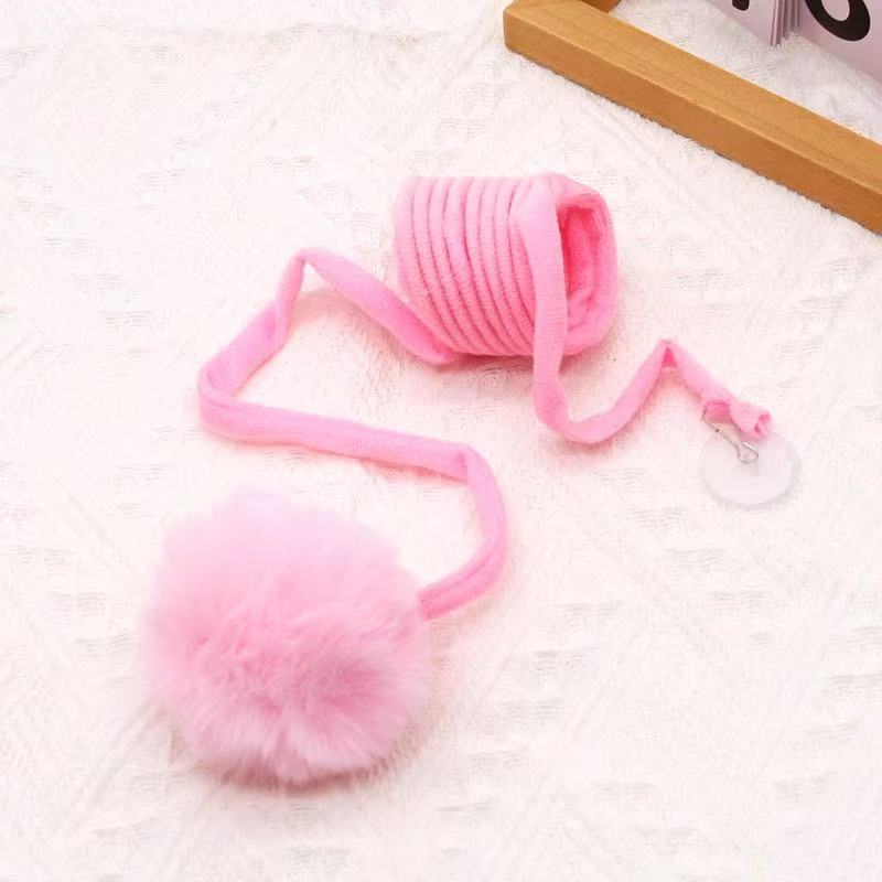 Cat Toy Suction Cup Spring Rabbit Fur Ball Stretchable Elastic Rope Bite Resistant Self Interactive Cat Teaser