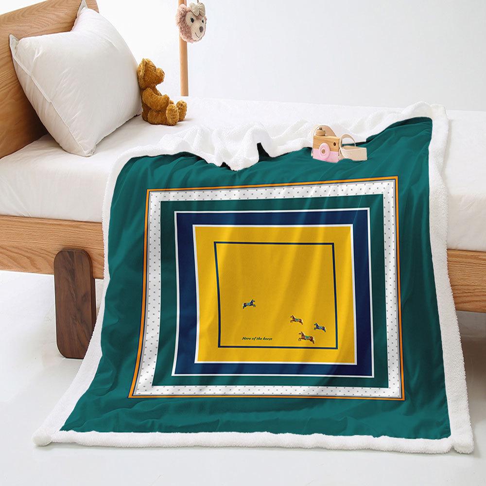 American simple 2D digital printing thickened lamb wool crystal fleece blanket blanket nap nap blanket
