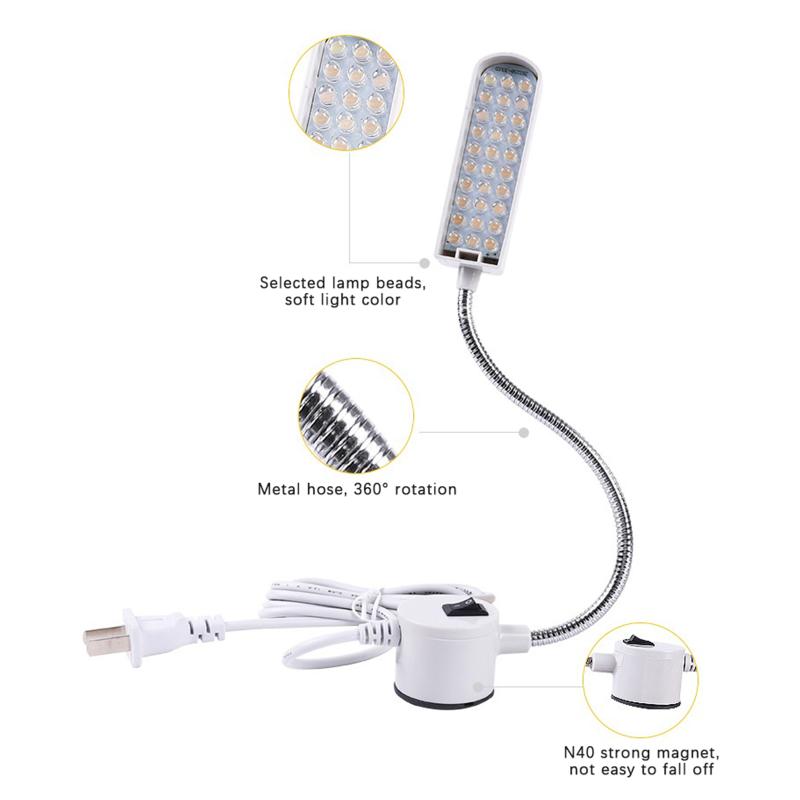 LED Sewing Machine Light Flicker Free Bright Beads Flexible Gooseneck for Daily Sewing Mending Tasks