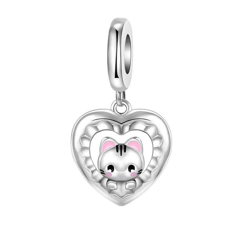 Sparkling Birthstone Charms Copper Heart Key Birthday Pendant Fit Original Necklace Bracelet Women Jewelry Diy Gift