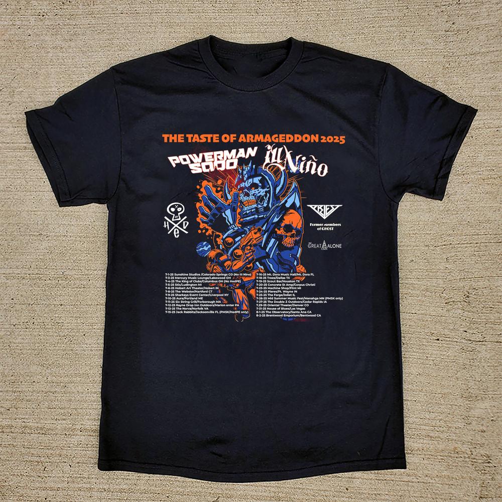 POWERMAN 5000 And ILL NIÑO Summer 2025 Tour   T Shirt Black All Size OB997 Unisex T-Shirt XXXL