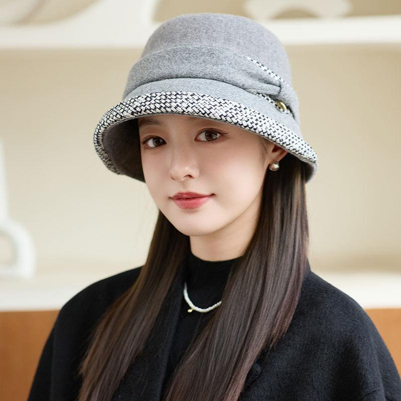New Wool Retro Fashion Bucket Hat Autumn and Winter Women's Warm Fashion Basin Hat