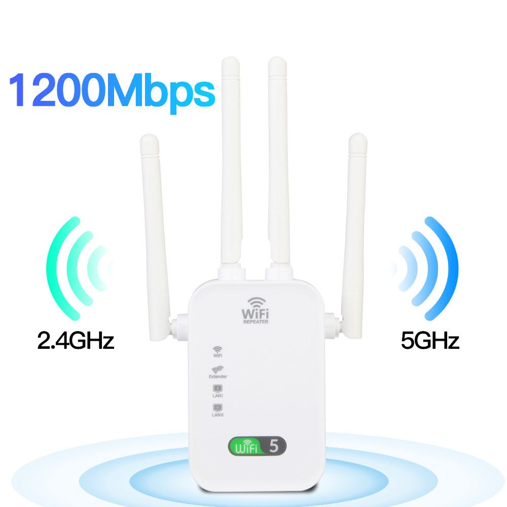 

Розширювач діапазону WiFi 1200 Мбіт/с Ретранслятор WiFi 2,4 Г/5 ГГц Бездротовий підсилювач Маршрутизатор Підсилювач сигналу ЄС Штекер