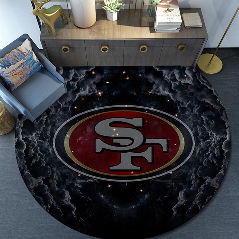 San Francisco 49ers Round Area Rug,Carpet Rug for Living Room Bedroom Sofa Playroom Decor,Non-slip Floor Mat