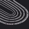 TEMU 6mm Stainless Steel Figaro Necklace: 3-in-1 European & American Style with 3mm NK Titanium Steel Side Chain