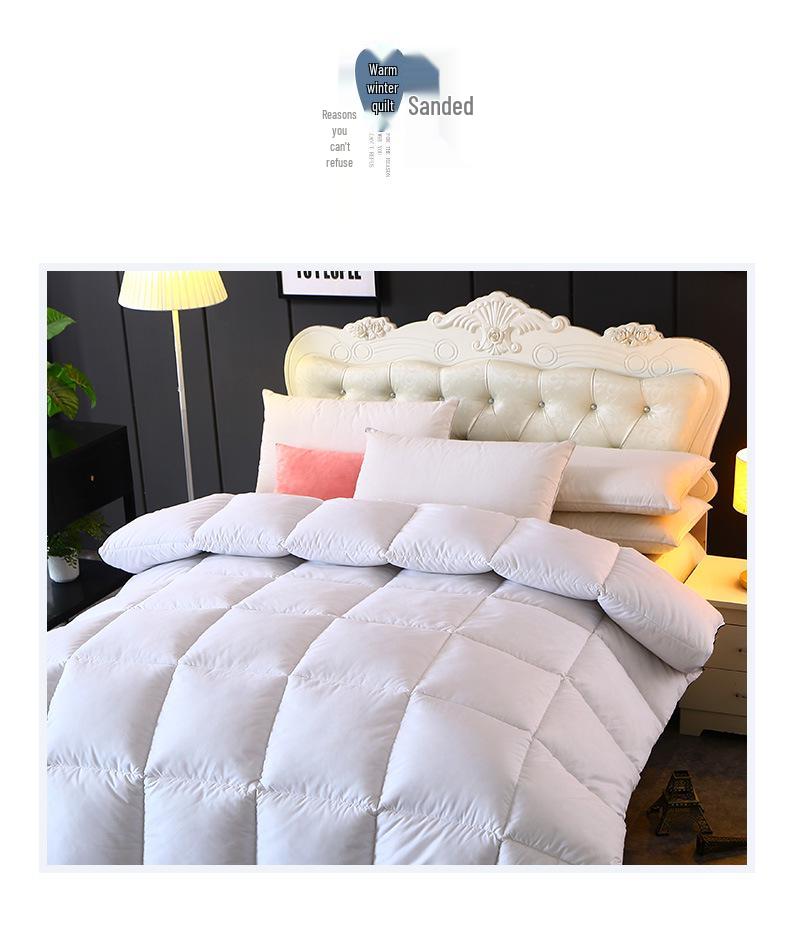 All-Season Double Quilt with Feather Velvet Cover for Autumn/Winter - Hotel-Quality Silk Cotton Quilt Core