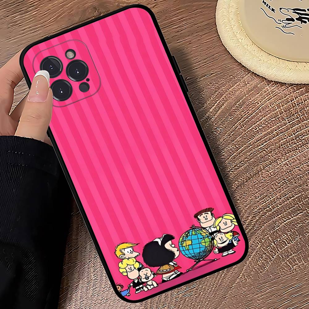 Hot Mafalda Phone Case For iPhone 16 15 14 13 12 Mini 11 Pro XS Max X XR SE 6 7 8 Plus Soft Silicone Cover