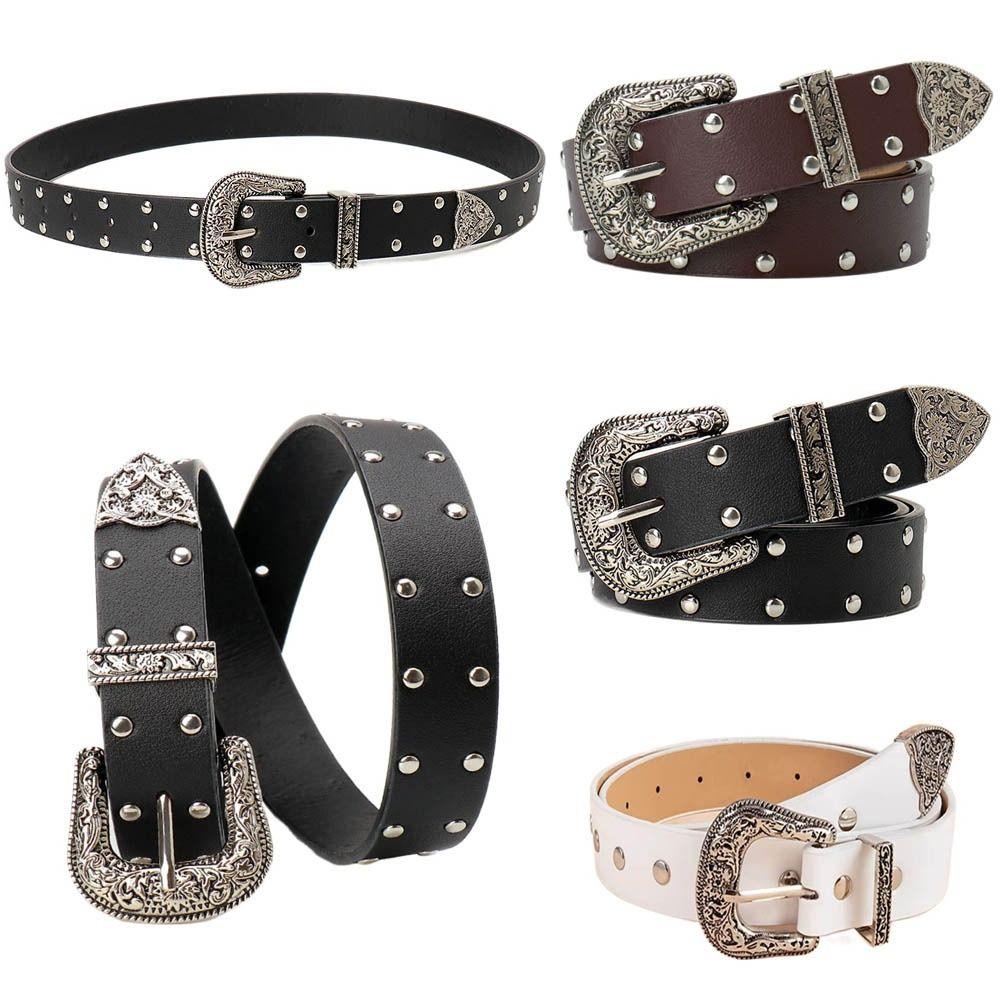 Retro Rivet Belts Gothic Pin Buckle Belt Casual PU Leather Waistband