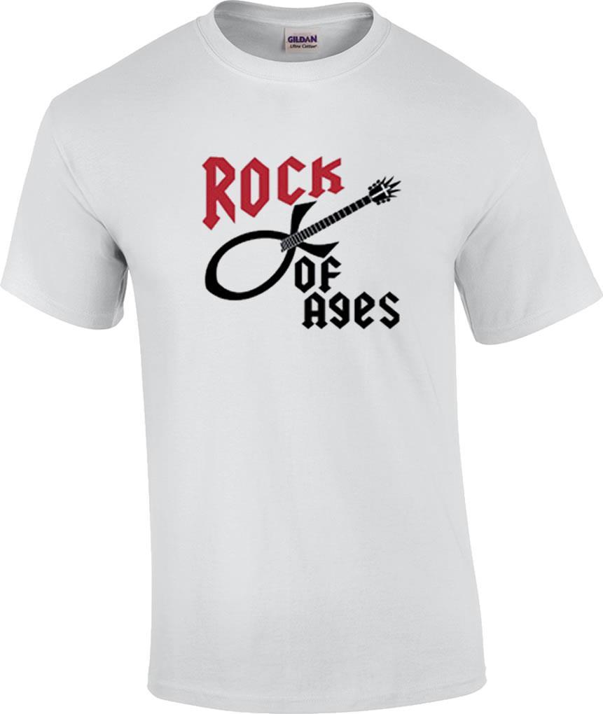 Christian Rock of Ages Guitar Music Cross Religious T-Shirt XXXL