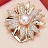 Brooch Pin Flower Twist Shape Sparkling Rhinestones Imitation Pearls Decor Scarf Buckle Sweaters Collars Hats Bags Coats Scarves Accessory