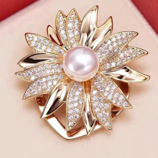 Brooch Pin Flower Twist Shape Sparkling Rhinestones Imitation Pearls Decor Scarf Buckle Sweaters Collars Hats Bags Coats Scarves Accessory