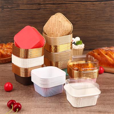 10Pcs Muffin Cake Paper Cups Square Cupcake Liner Baking Muffin Box Cups