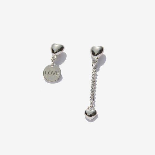 Rush Off Double Heart Unbal Earring