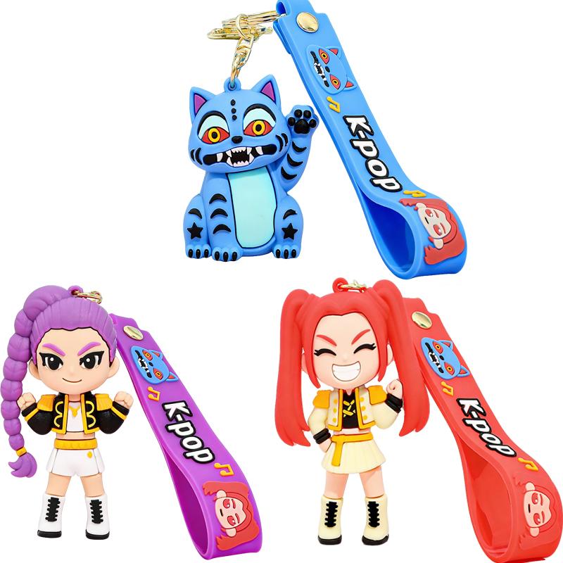 Surprise Gift Anime Movie Rumi Mira Zoey Keychain Warrior Girls Keyring PVC Figure Pendant Backpack Bag Keychains