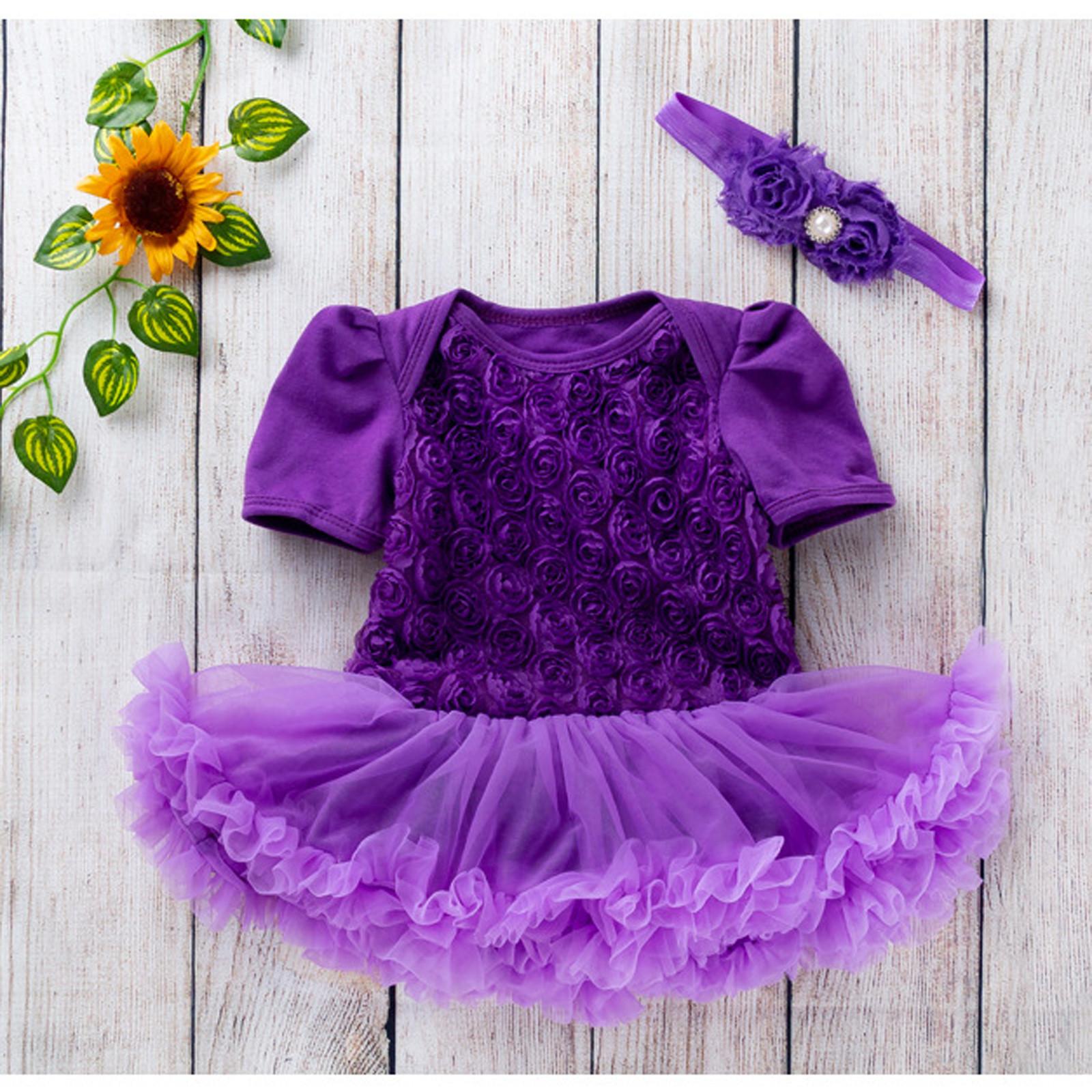 

Детский костюм, однотонное детское платье-комбинезон с короткими рукавами + головной убор 59 фиолетовый