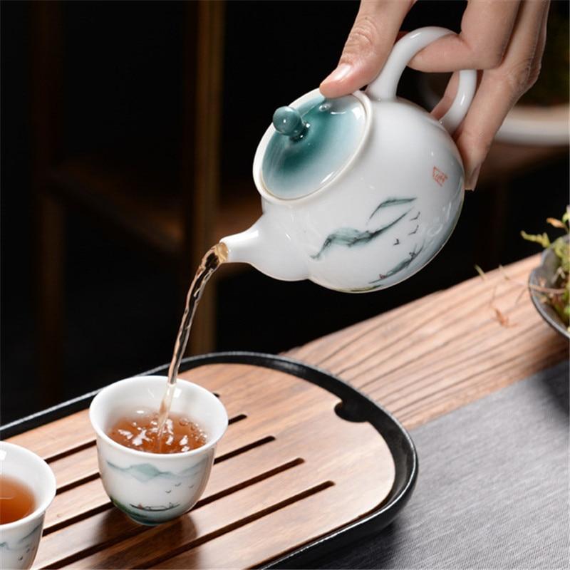 Keramik Büro Kalt Wasserkocher Handgemachte Celadon Handbemalte Teekanne Einfache Kung Fu Tee-Set Porzellan Filter Teekanne Teegeschirr 360ML