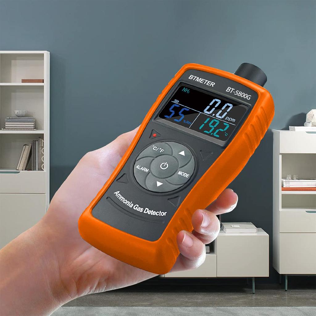 BTMETER Ammonia Gas Detector Ppm NH3 Monitor Gauge Test Measurement with Temperature and Humidity Suitable for and Feedlots Japanese Manual BT-5800G