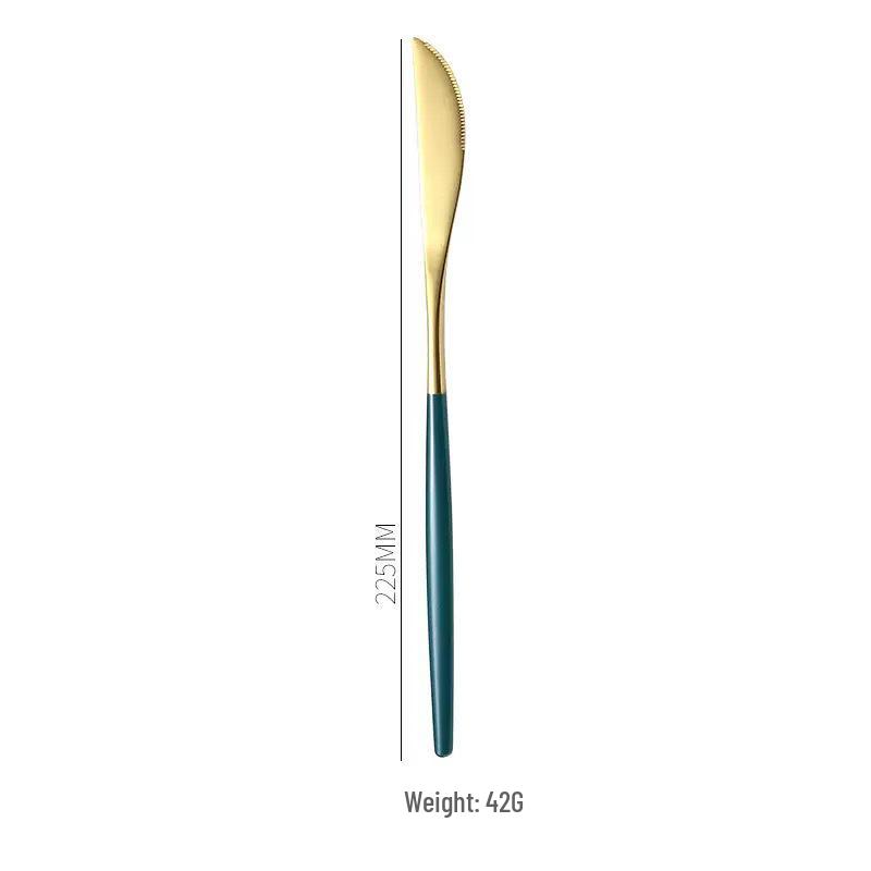 Gold Spray 410 Stainless Steel Cutlery Set (4-Piece) - Steak Knife, Fork, Spoon & Teaspoon - Ideal for Gift-Giving