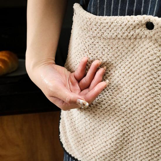 Stripe Stain-resistant Kitchen Apron with Pocket And Removable Hand Towel for Women Men Cross-back Restaurant Cooking Pinafore Breathable