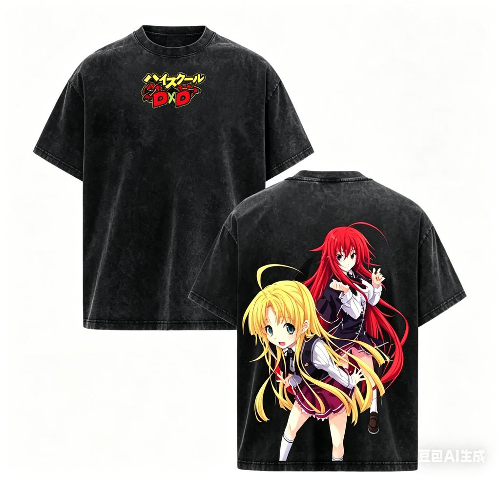 High School DxD Washed T-shirt 2026 New Model Personality Clothes Shirt Year Round Clothing Couples High Quality Hot Product Tee
