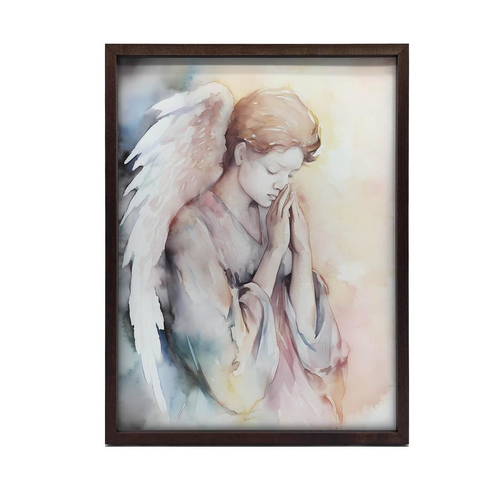 Betender Engel in Pastelltönen Betender Engel in Pastelltönen, 30X40 Cm, Rahmen Holz Helle Eiche, Papier Matt 230 Gsm